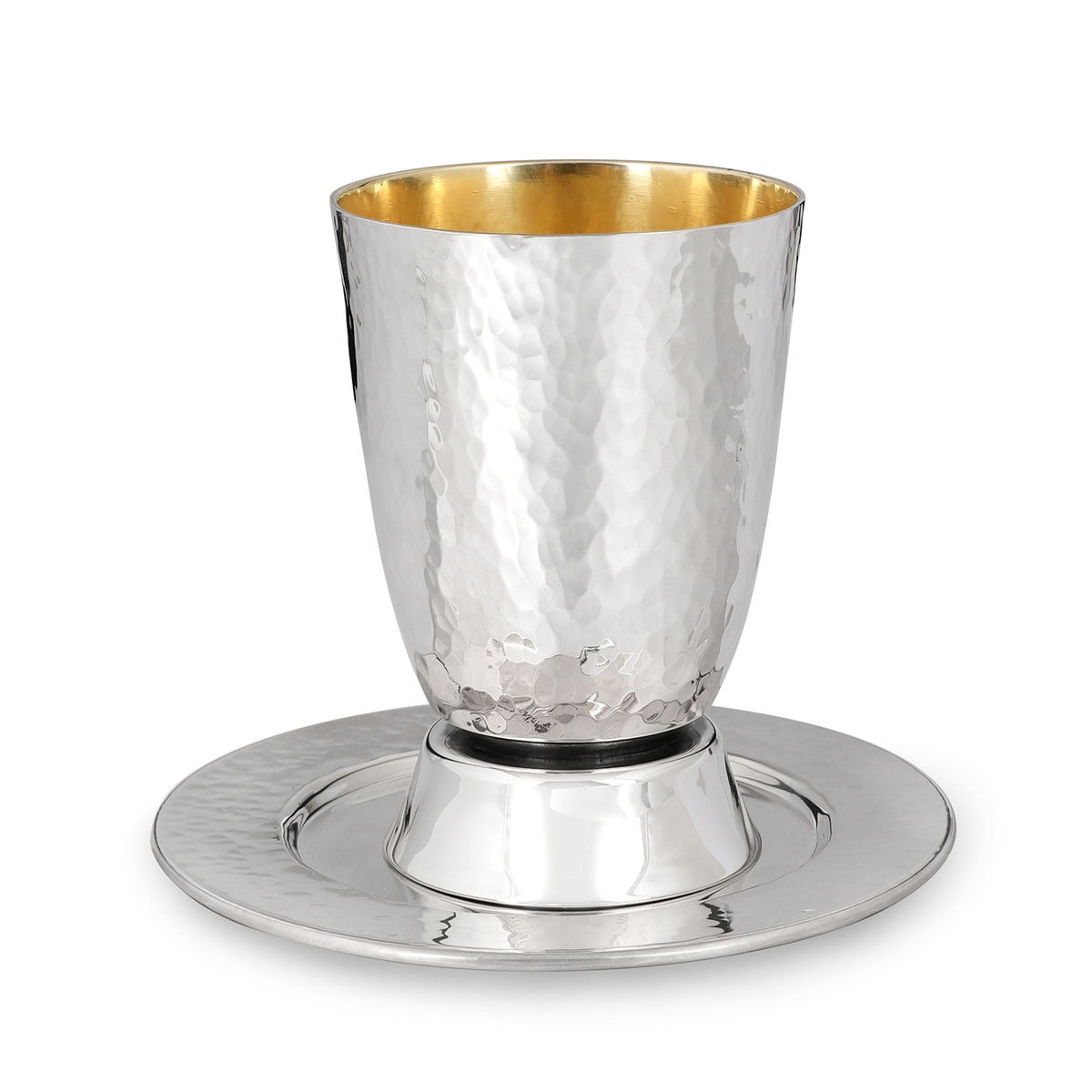 Bier Judaica Handcrafted 925 Sterling Silver Kiddush Cup With Hammered Finish main product photo