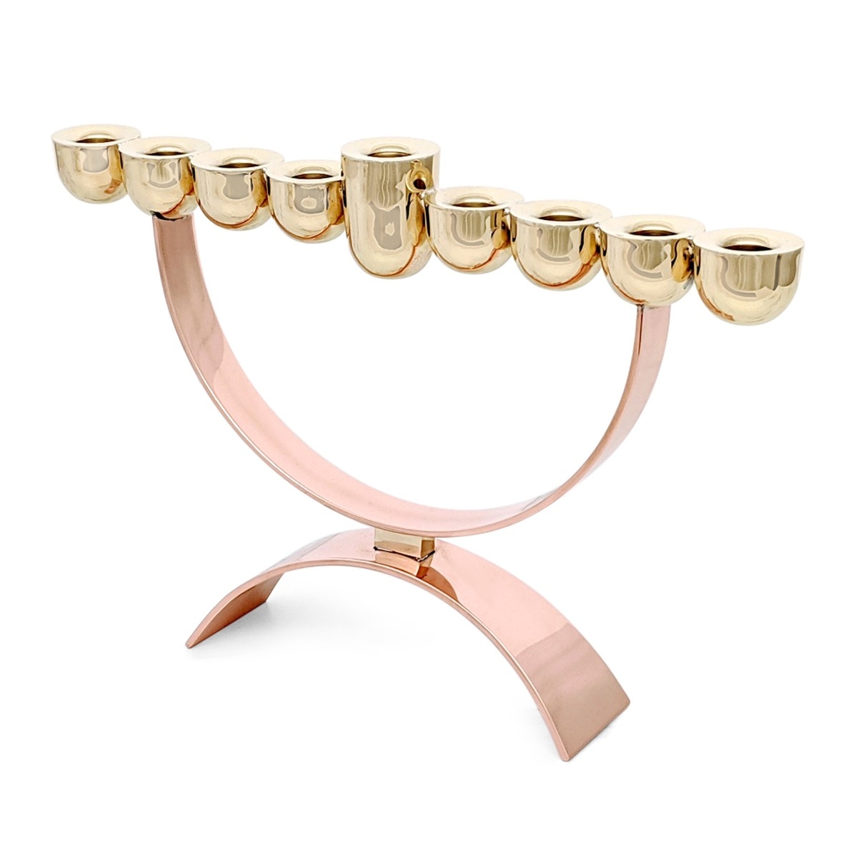 Bier Judaica Handcrafted Brass and Copper Hemispheres Hanukkah Menorah main product photo