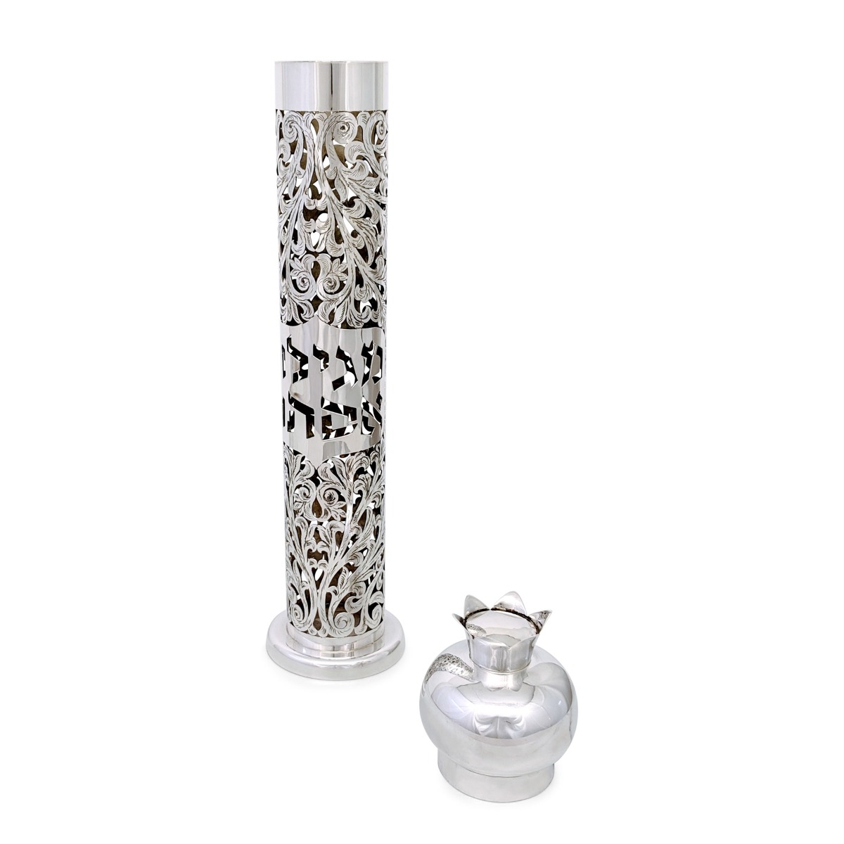 Bier Judaica 925 Sterling Silver Handcrafted Megillah Case With Leaves Design (Clear) main product photo