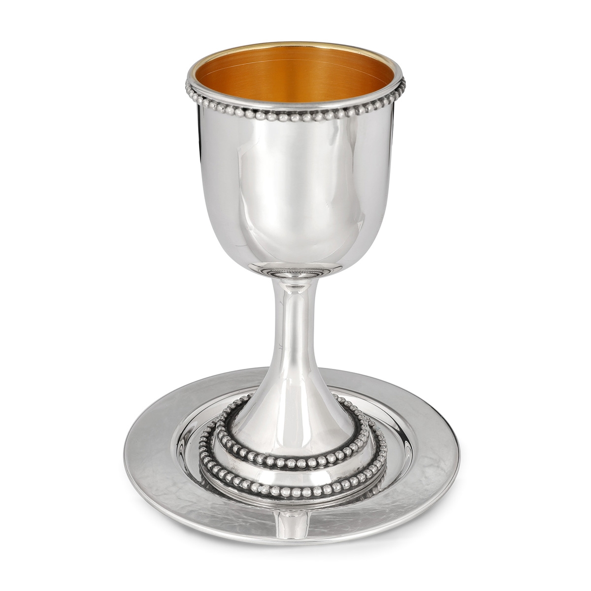 Bier Judaica Handcrafted Sterling Silver Kiddush Cup With Bead Motif main product photo