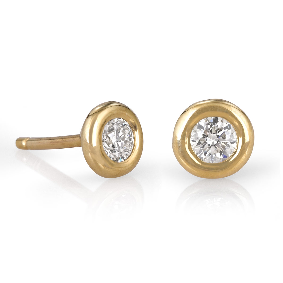 14K Gold Bezel Diamond Stud Earrings 0.30 ct (Choice of Color) main product photo