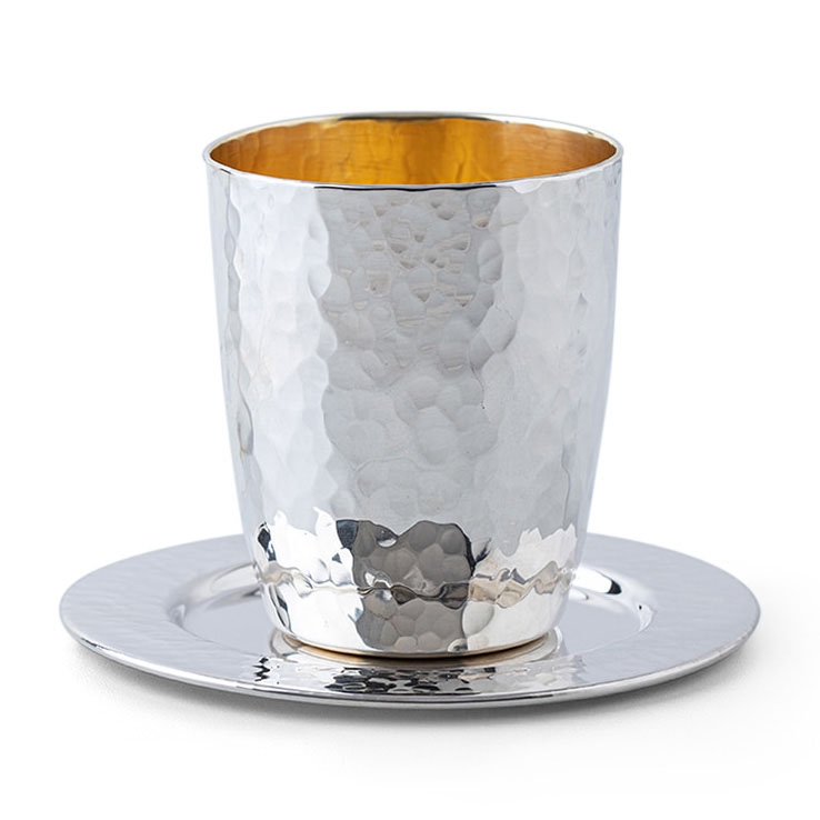 Bier Judaica 925 Sterling Silver Hammered Kiddush Cup main product photo
