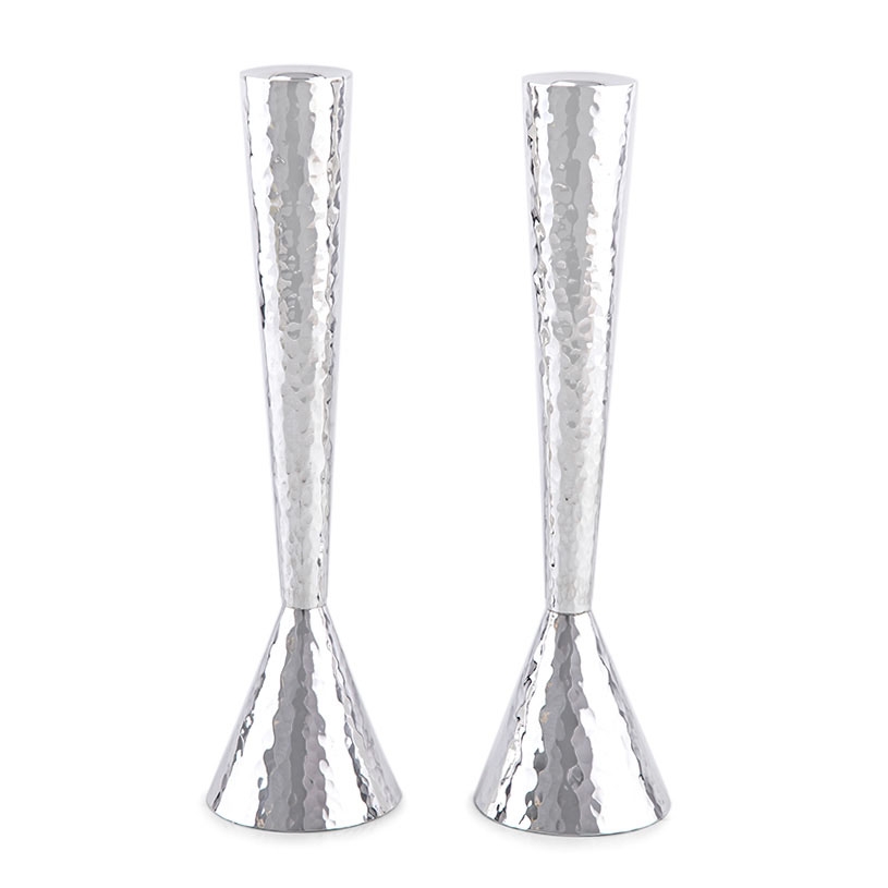 Bier Judaica Sterling Silver Hammered Cone Candlesticks main product photo