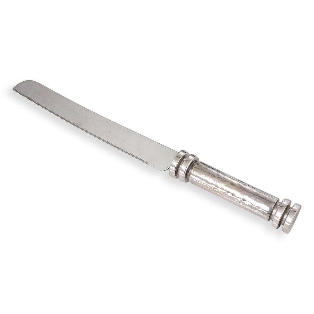 Bier Judaica 925 Sterling Silver Hammered 'Disc' Challah Knife main product photo