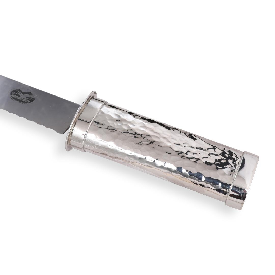 Bier Judaica 925 Sterling Silver Hammered Victorinox Challah Knife main product photo