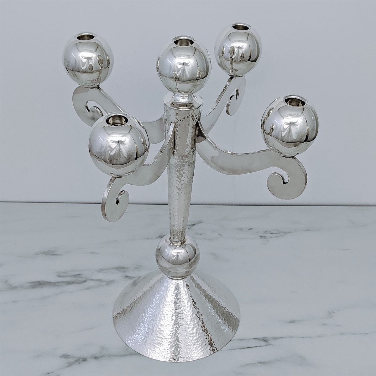 Bier Judaica 925 Sterling Silver Handcrafted Candelabra With Spherical Design main product photo