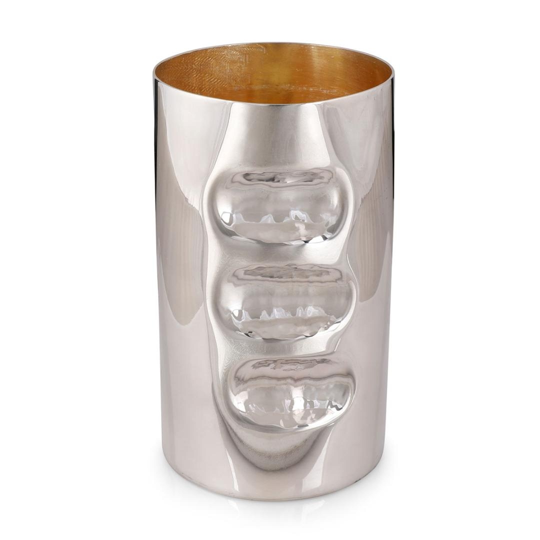 Bier Judaica 925 Sterling Silver Smooth Kiddush Cup with Finger Indents main product photo
