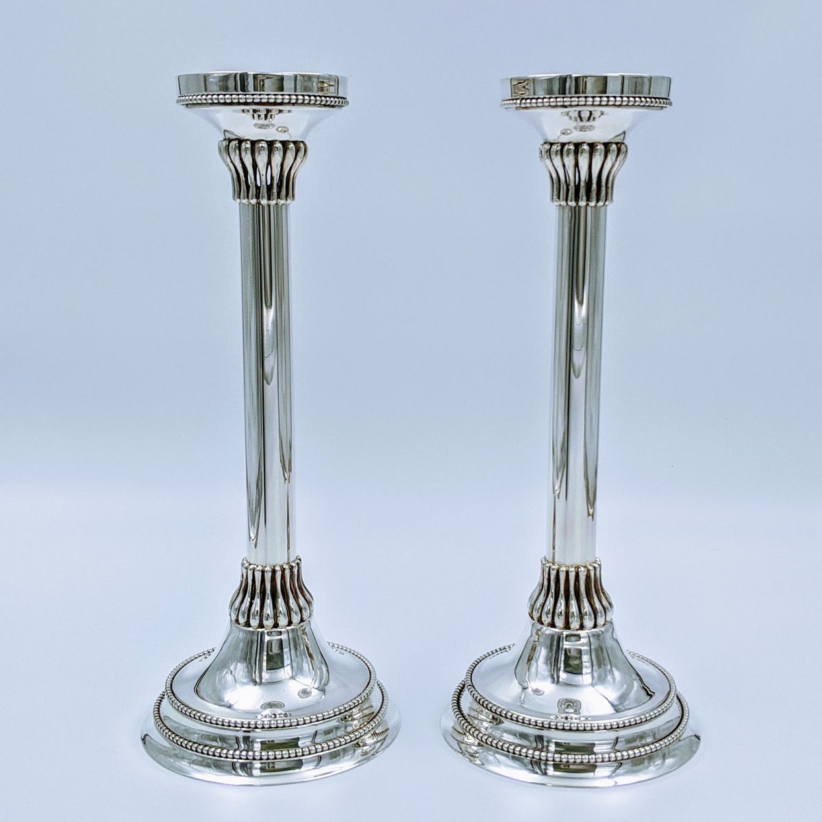 Bier Judaica Handcrafted 925 Sterling Silver Candlesticks With Pearl Design main product photo