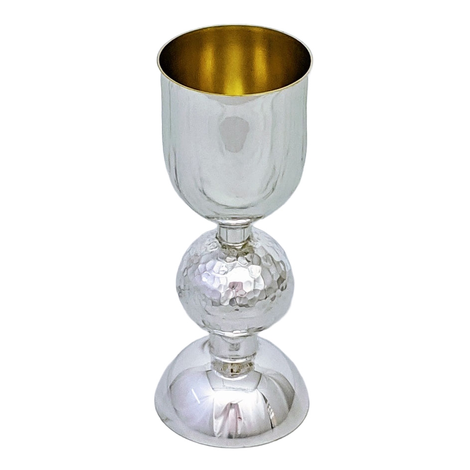 Bier Judaica Handcrafted 925 Sterling Silver Kiddush Cup With Hammered Design main product photo