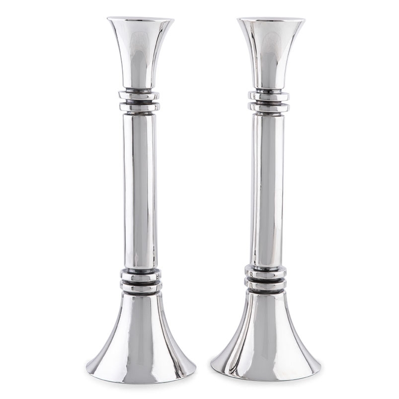 Bier Judaica Sterling Silver Disk Candlesticks main product photo