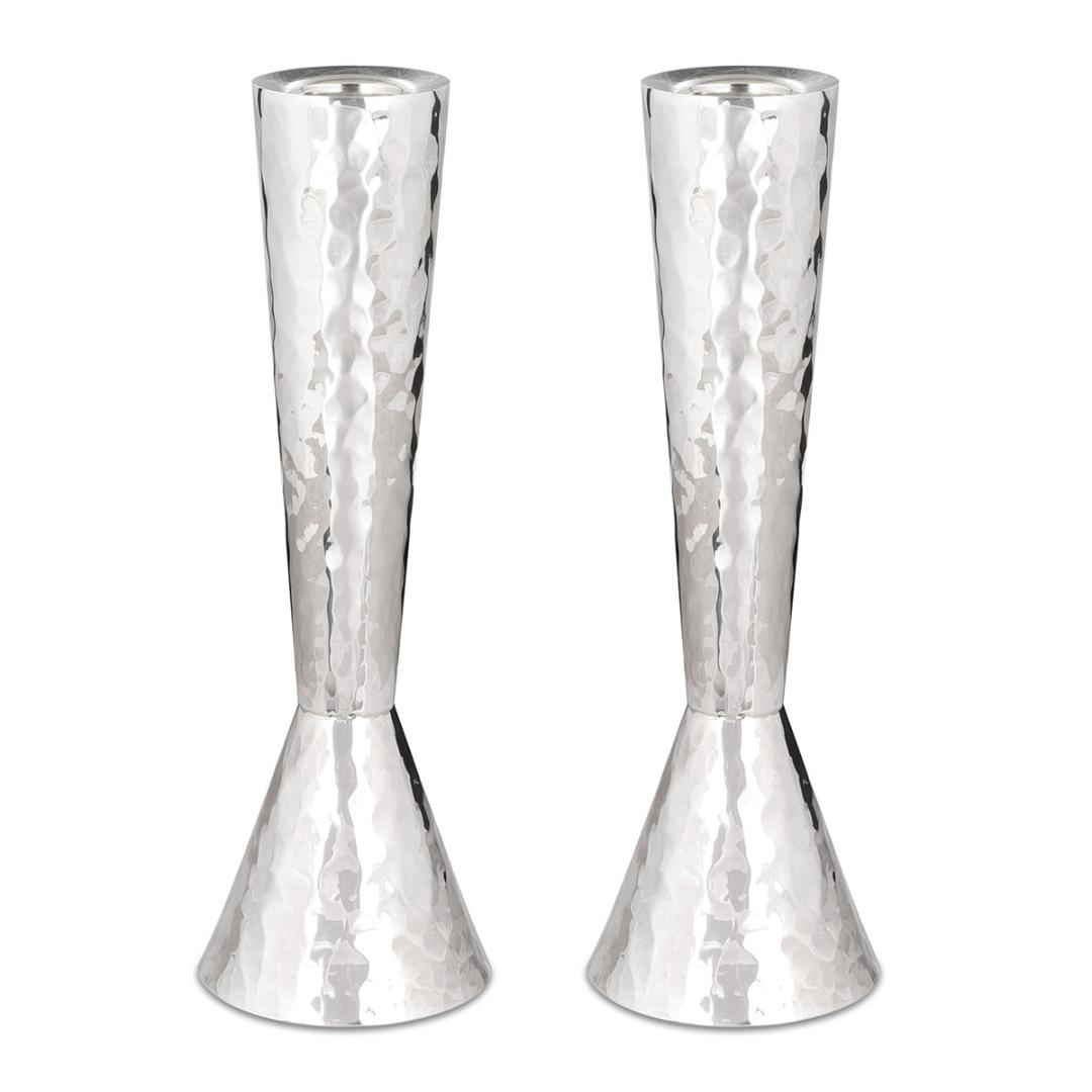 Bier Judaica Sterling Silver Hammered Cone Sabbath Candlesticks main product photo