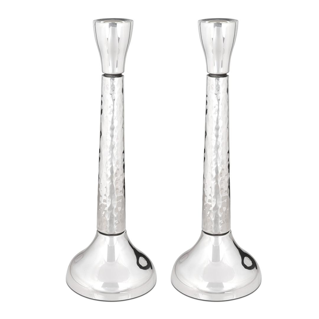 Bier Judaica Sterling Silver Hammered Tulip Shabbat Candlesticks main product photo