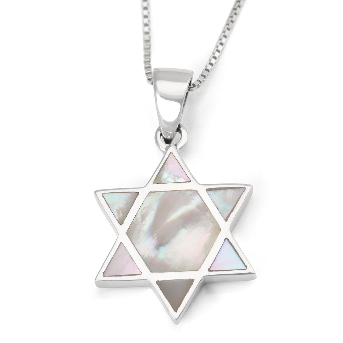 Sterling Silver Star of David Pendant Necklace With Mother-of-Pearl Filling main product photo