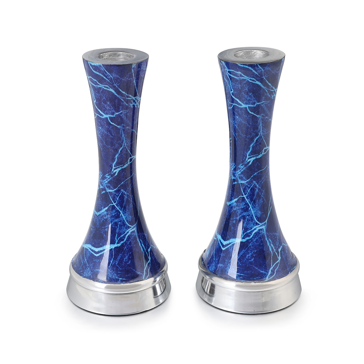 Tapered Shabbat Candlesticks with Marble Design - Color Option main product photo