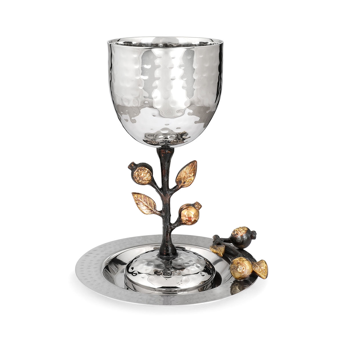 Yair Emanuel Stainless Steel Stemmed Kiddush Cup - Pomegranates main product photo