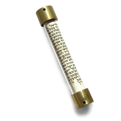 Laura Cowan Anodized Aluminum Lid Glass Mezuzah Case - Gold main product photo