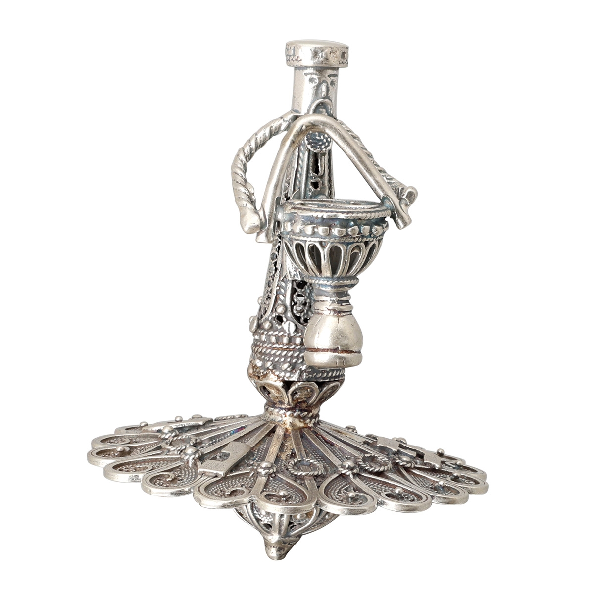 Sterling Silver Dreidel with Filigree Darbuka Drummer Design main product photo