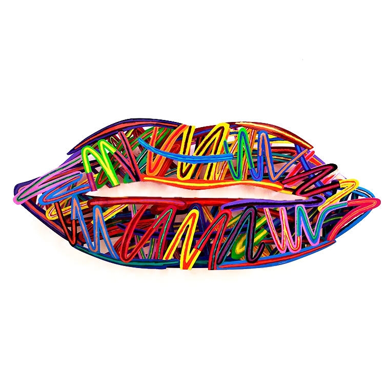 Graffiti Kiss: David Gerstein Limited Edition Hand Painted Wall Sculpture main product photo