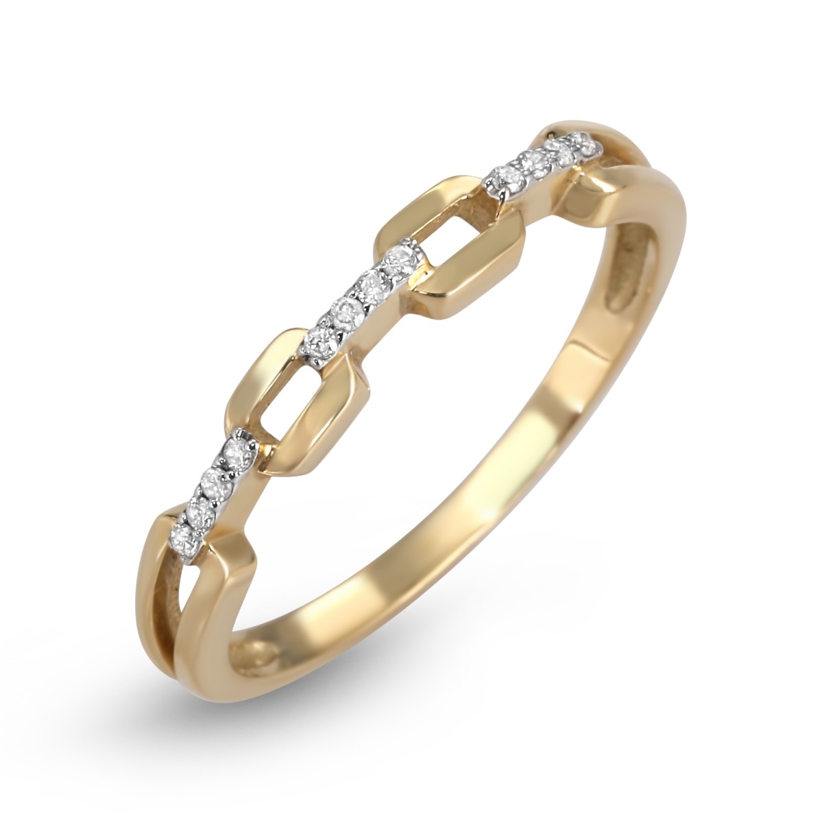 Diamond-Studded 14K Gold Ring With Chain Design main product photo