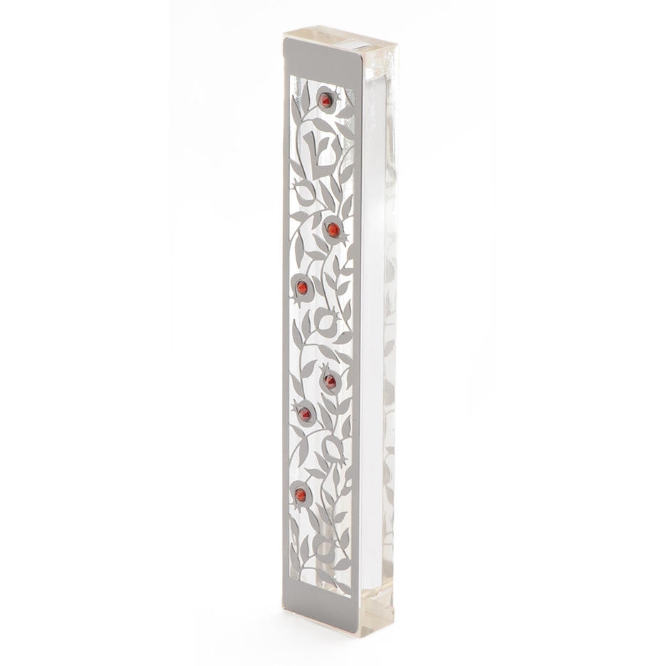 Dorit Judaica Large Acrylic and Steel Mezuzah Case - Pomegranates main product photo