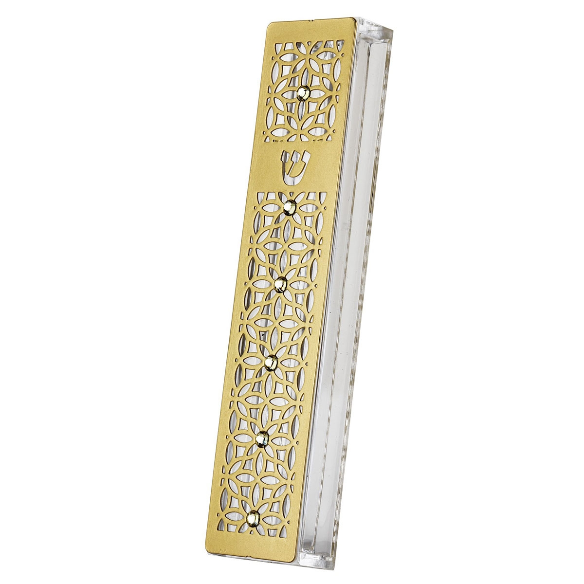 Dorit Judaica Gold-Plated Acrylic Mezuzah Case With Abstract Design main product photo
