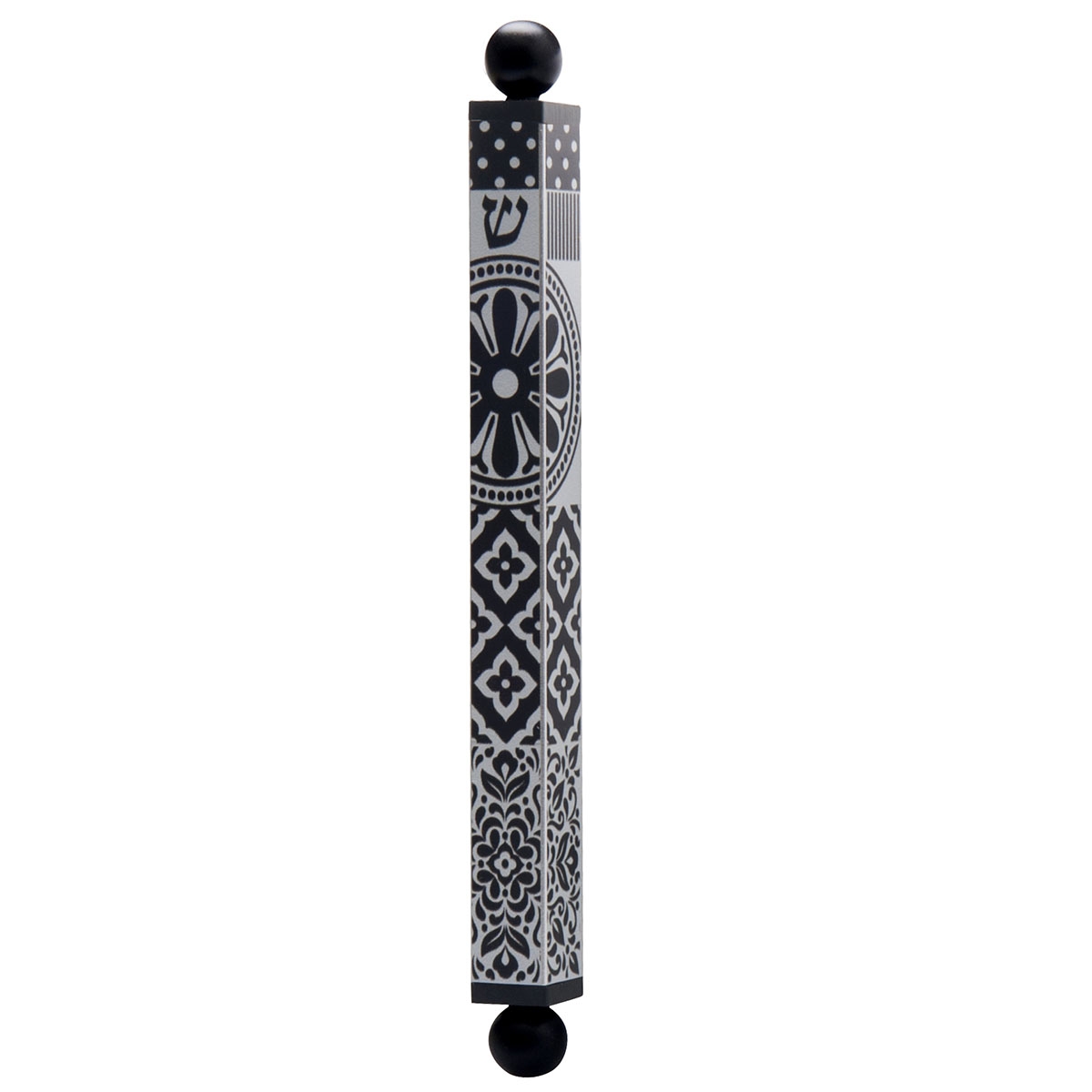 Dorit Judaica Black Floral Mezuzah Case with Shin  main product photo