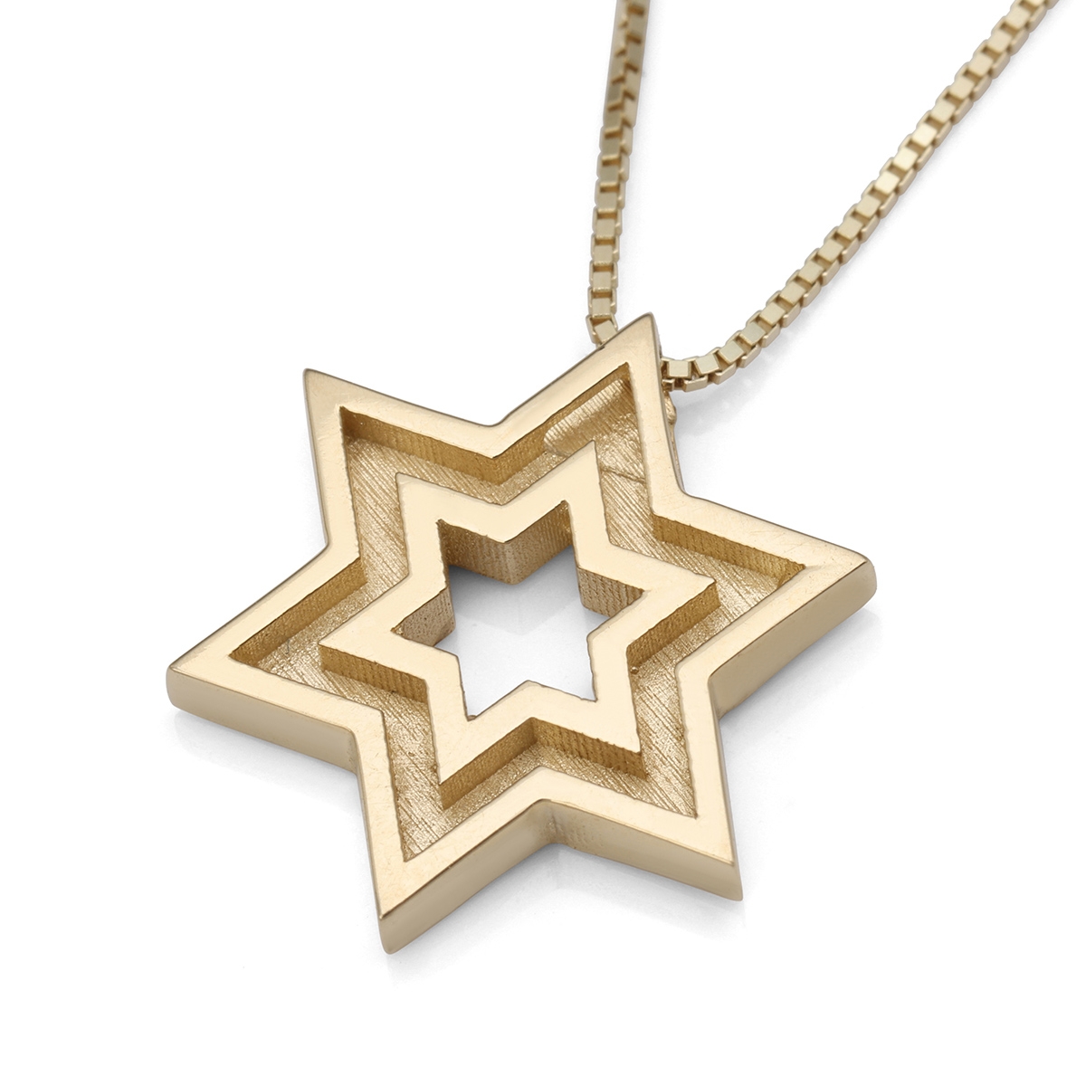 Handcrafted 14K Yellow Gold Double Star of David Pendant Necklace main product photo
