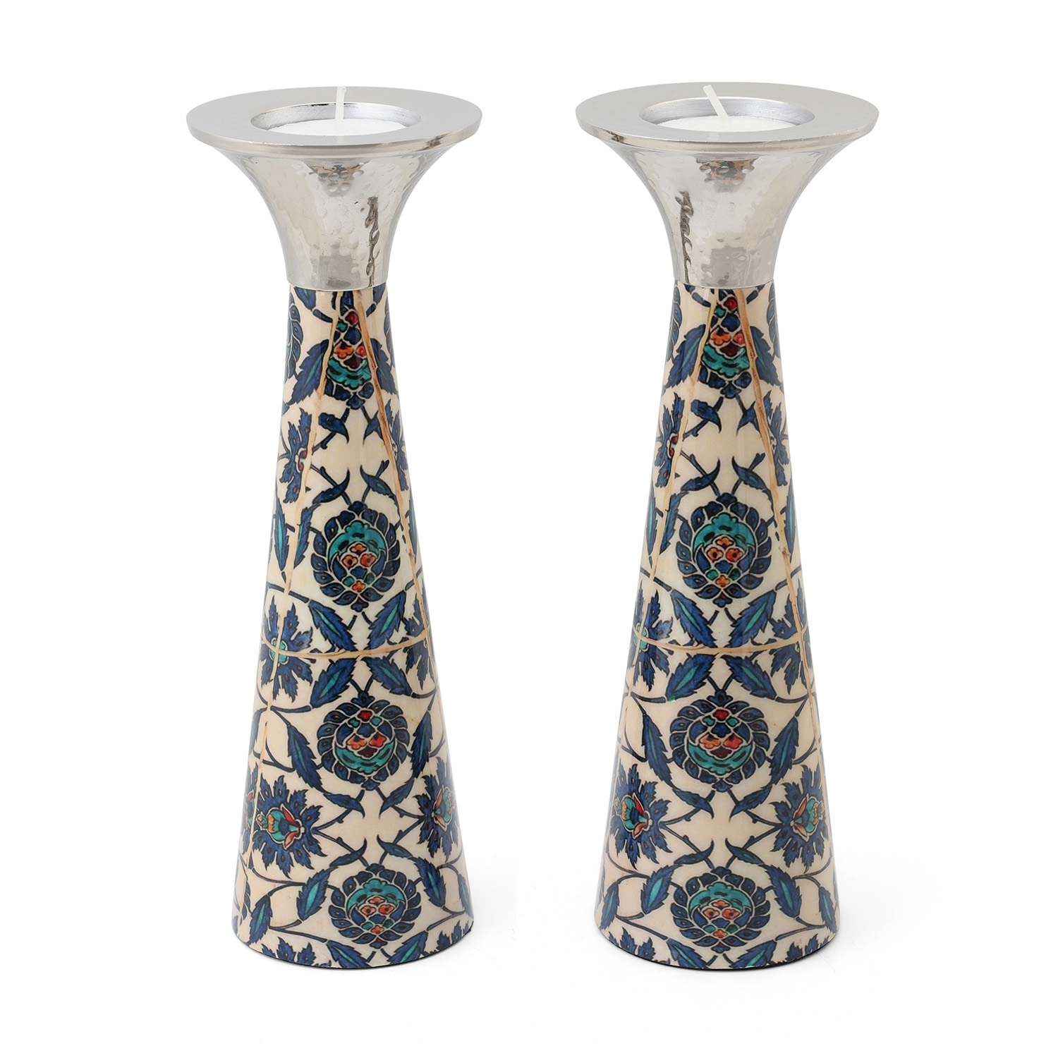 Yair Emanuel Large Metal Shabbat Candlesticks - Design Option main product photo