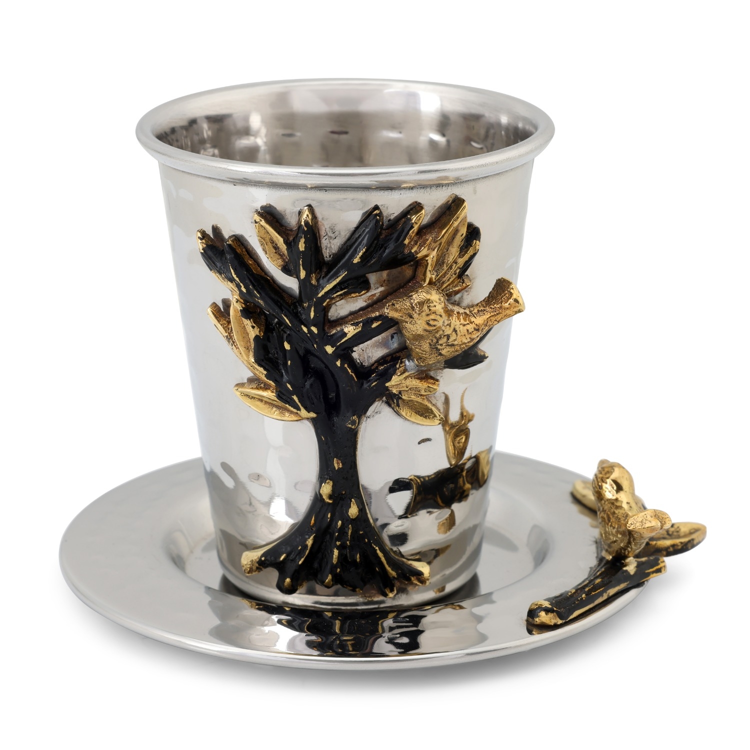 Elegant Tree of Life Kiddush Cup and Plate Set by Yair Emanuel main product photo