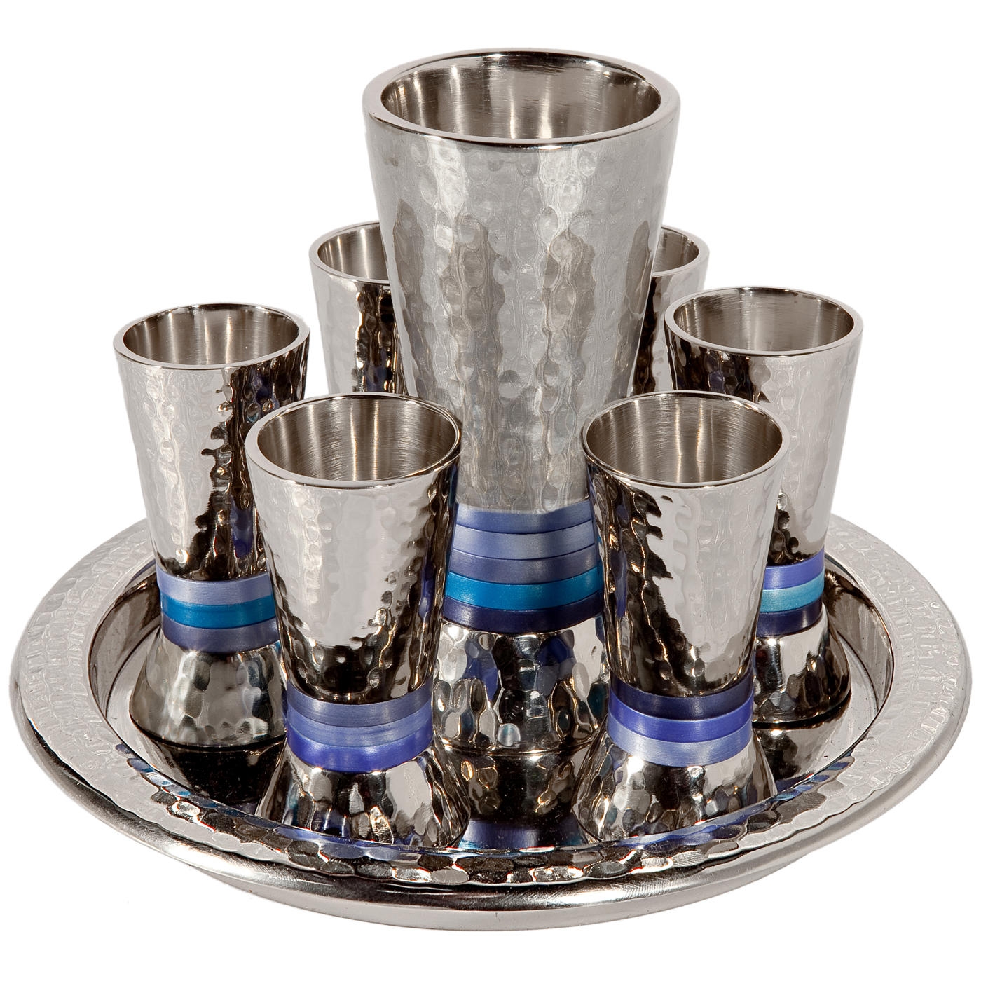Yair Emanuel Textured Nickel 8-Piece Kiddush Set main product photo