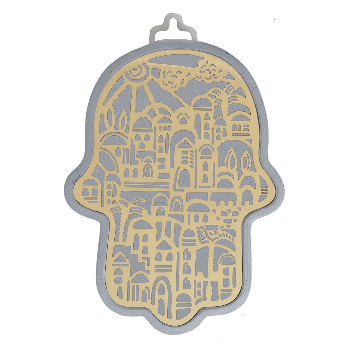 Yair Emanuel Anodized Aluminum Jerusalem Hamsa Wall Hanging (Choice of Colors) main product photo