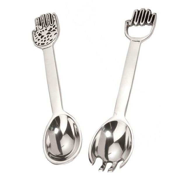 Yair Emanuel Set of Aluminum Salad Servers - Hamsas main product photo