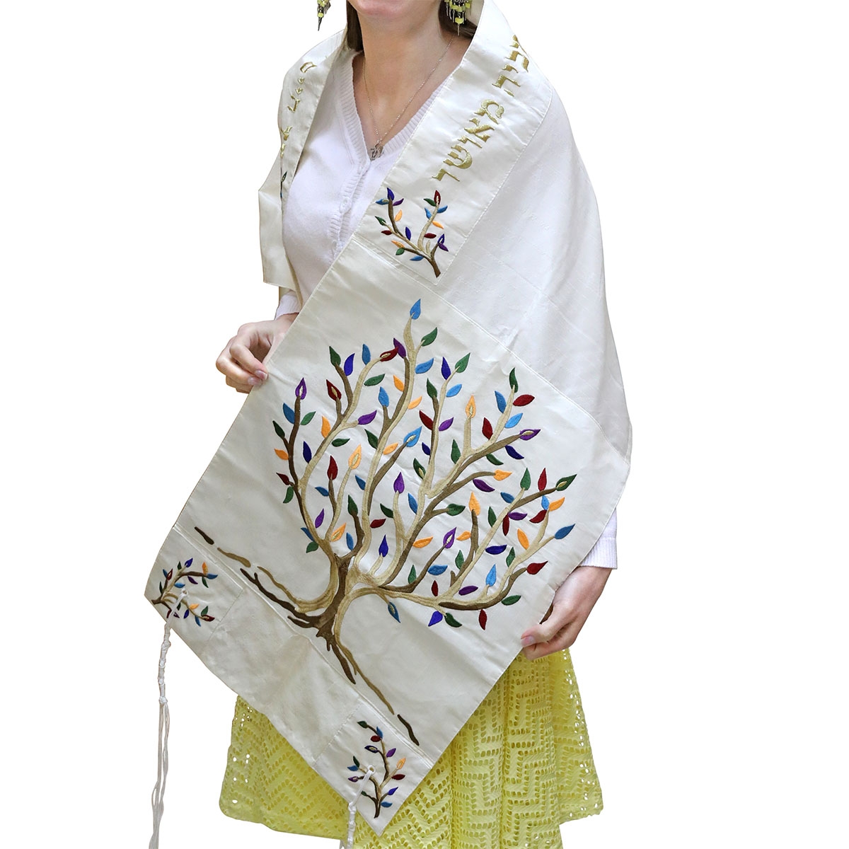 Yair Emanuel Tree of Life Embroidered Polysilk Tallit (Prayer Shawl) main product photo