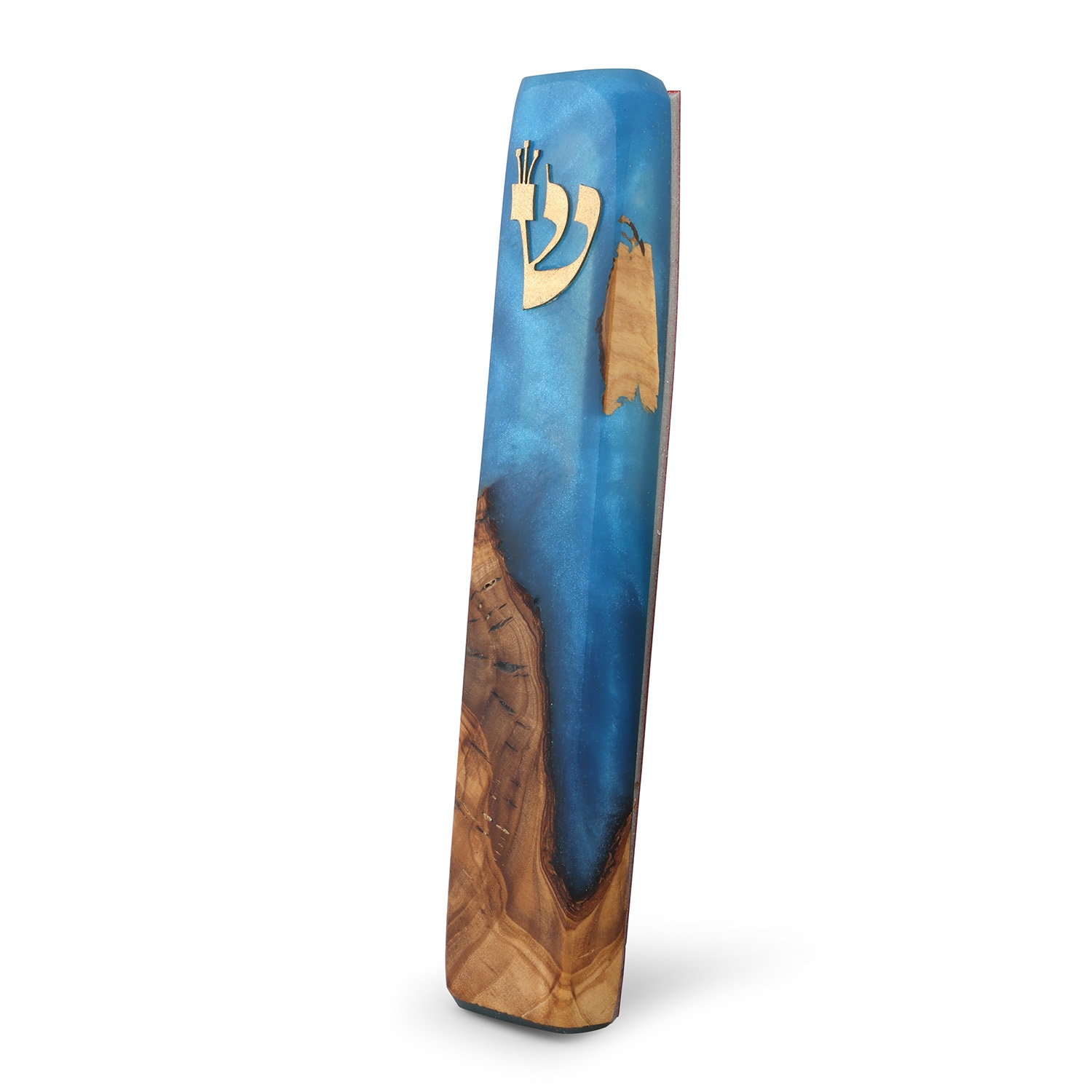 Majestic Olive Wood and Epoxy Mezuzah Case - Color Option  main product photo