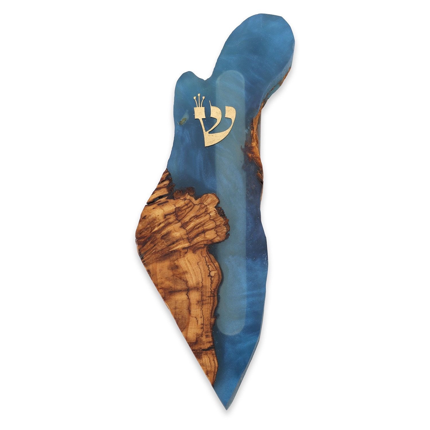 Olive Wood and Epoxy Map of Israel Mezuzah Case main product photo