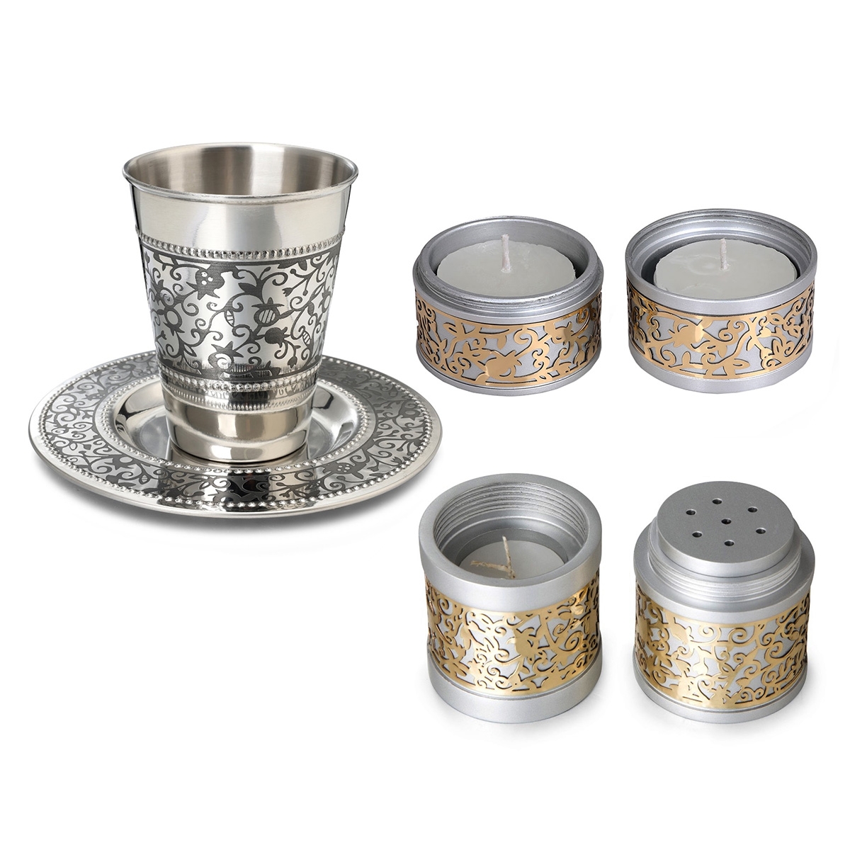 Designer Shabbat and Havdalah Travel Set with Pomegranate Design main product photo