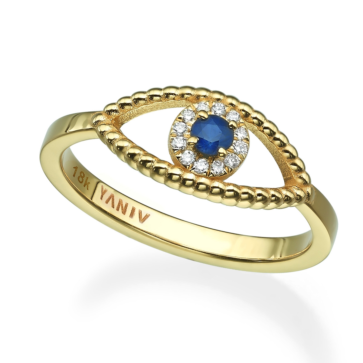 Yaniv Fine Jewelry 18K Gold Evil Eye Ring with Sapphire Stone main product photo