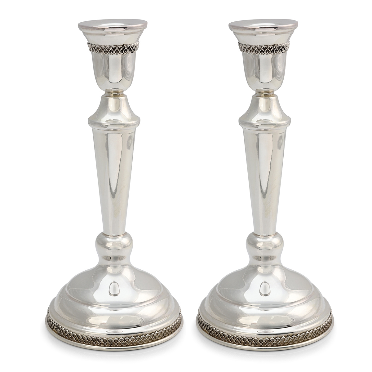Handmade Sterling Silver Shabbat Candlesticks With Filigree Design By Traditional Yemenite Art main product photo