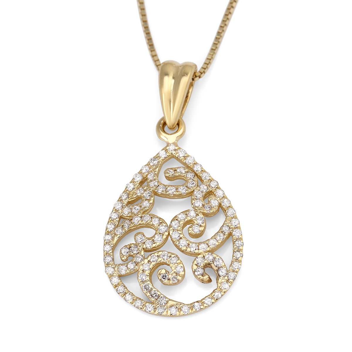 Ornate Filigree 14K Gold Pendant Necklace (Choice of Colors) main product photo