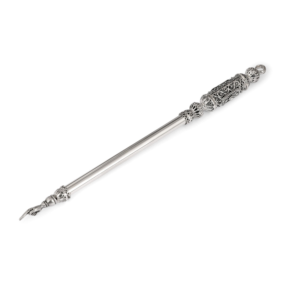 Traditional Yemenite Art Handcrafted Sterling Silver Yad (Torah Pointer) With Filigree Design main product photo
