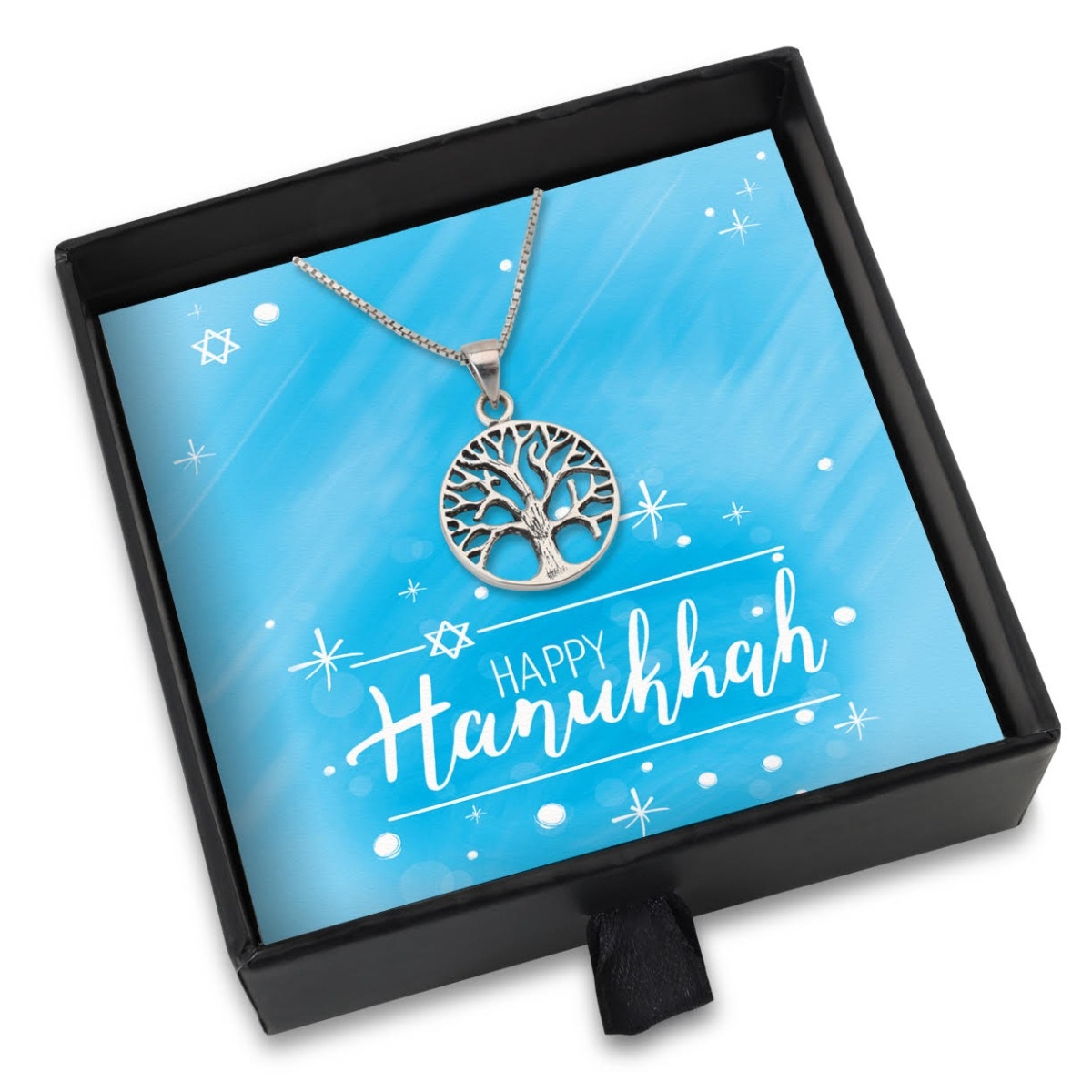 Hanukkah Gift Box - Tree of Life Circular Pendant Necklace  main product photo