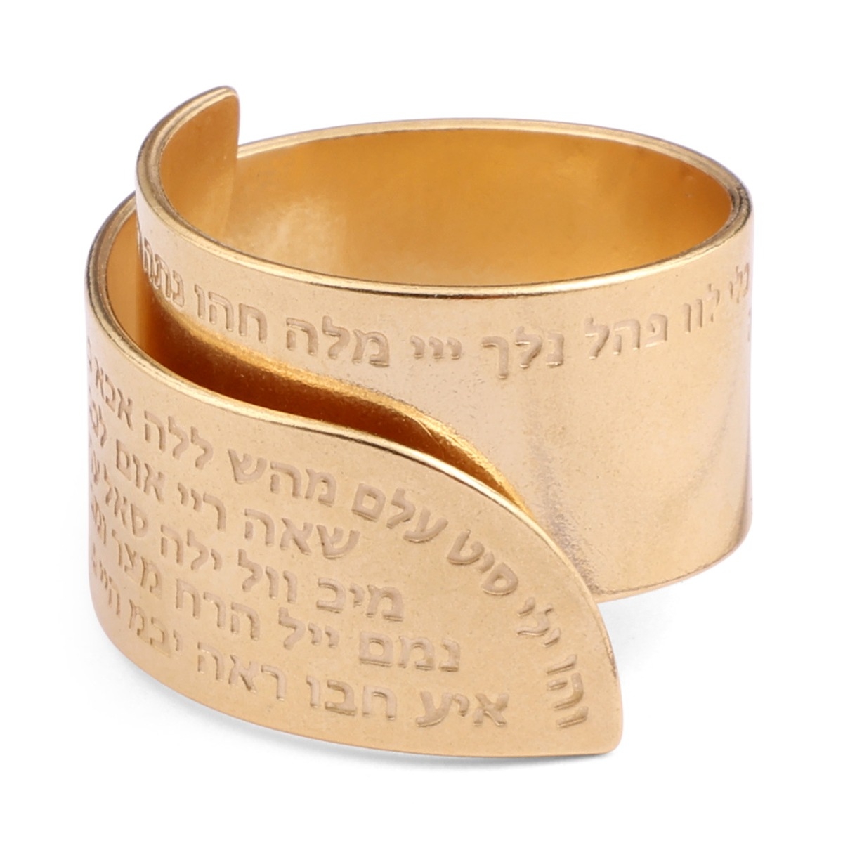 18K Gold-Plated Open Kabbalah Ring With 72 Names of God main product photo