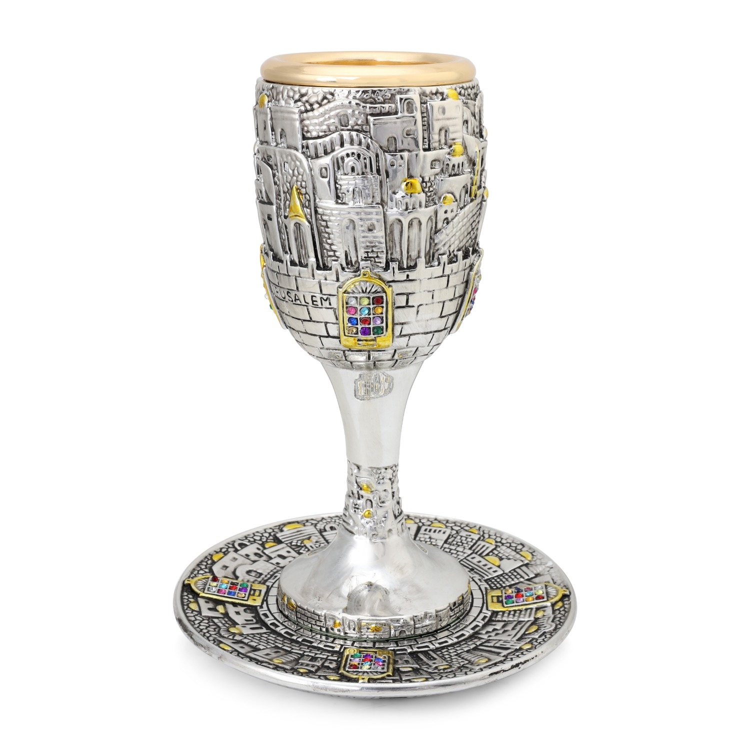 Grand Gold-Accented Cup of Elijah With Jerusalem Design main product photo