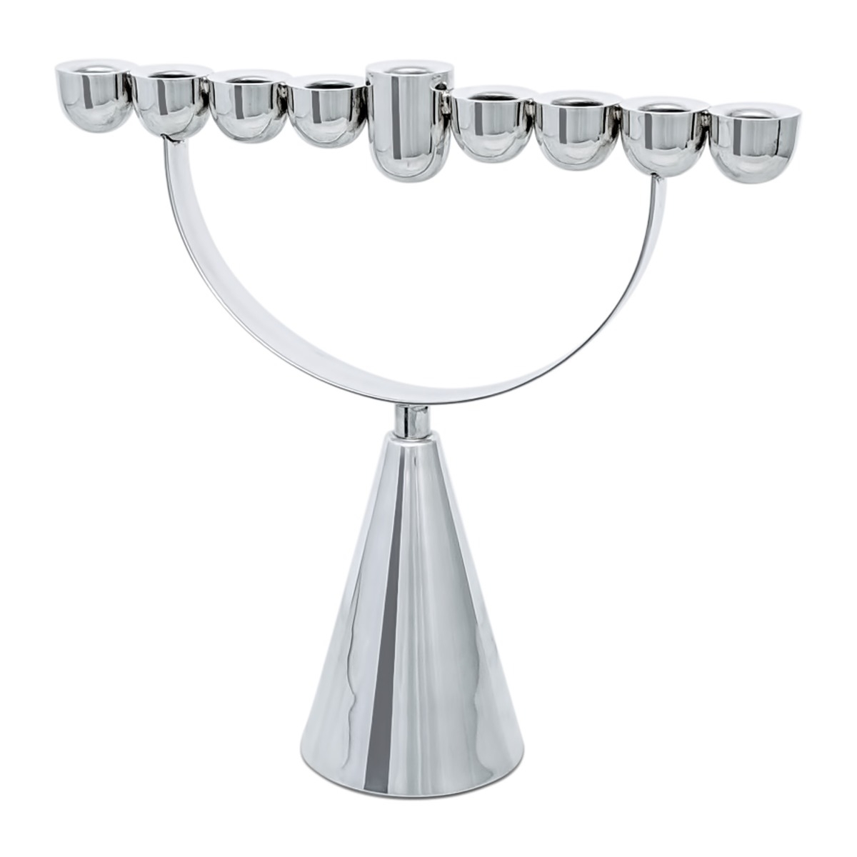 Bier Judaica 925 Sterling Silver Cone Hanukkah Menorah main product photo