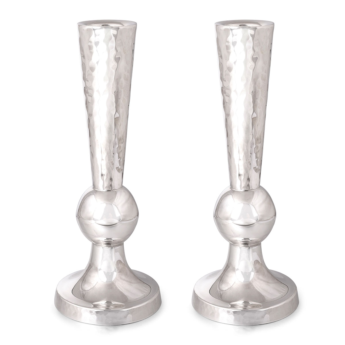 Bier Judaica 925 Sterling Silver Designer Candlesticks With Hammered Finish main product photo