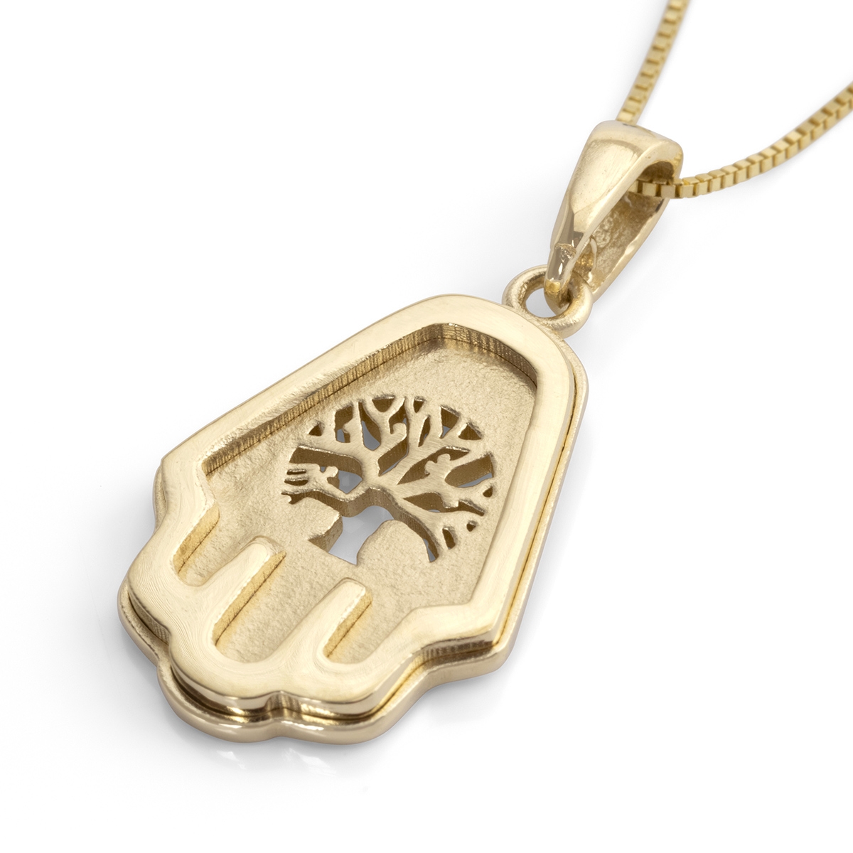 14K Gold Hamsa & Tree of Life Pendant Necklace main product photo