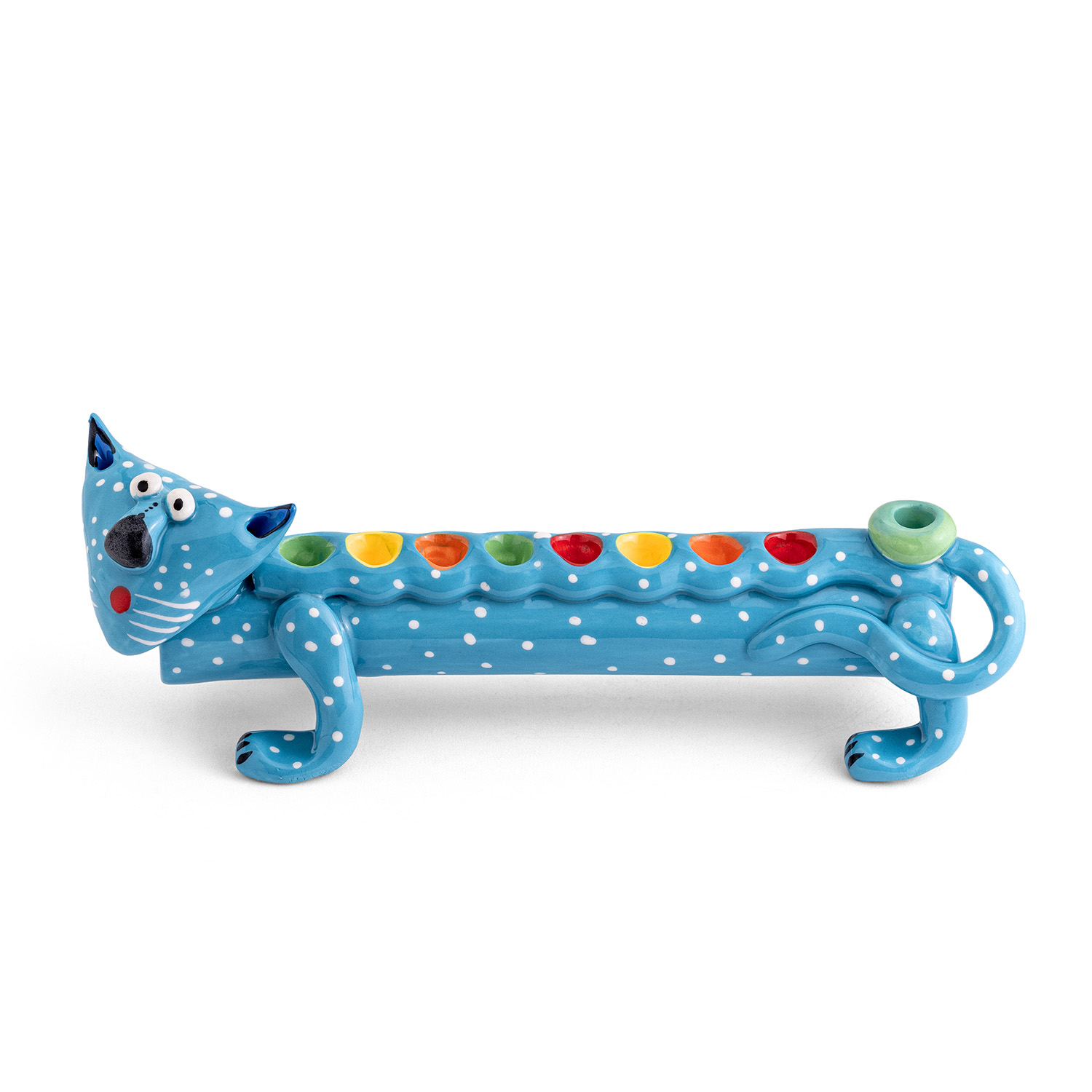 Handmade Ceramic Cat Hanukkah Menorah main product photo
