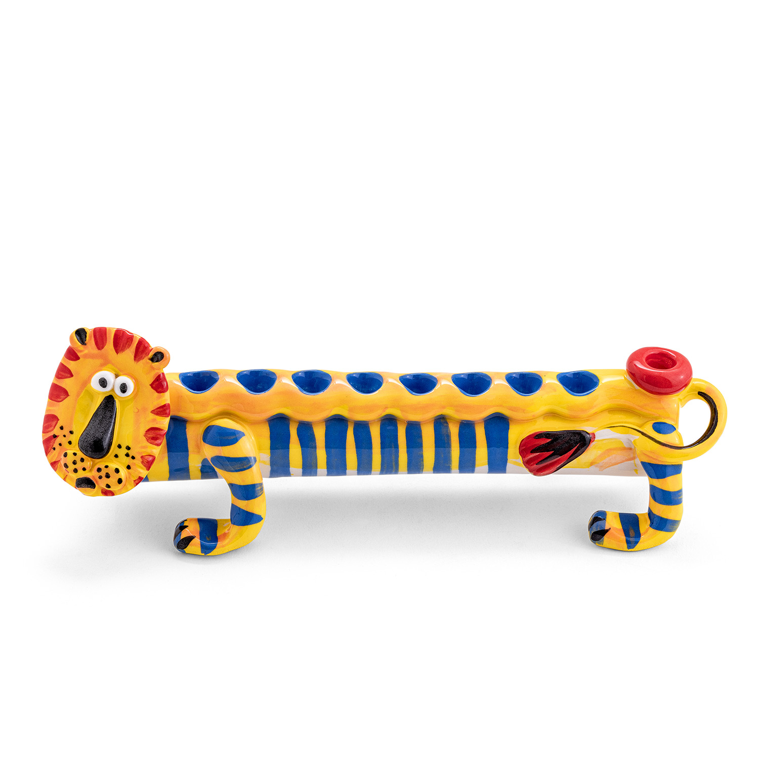 Handmade Designer Ceramic Lion Hanukkah Menorah main product photo