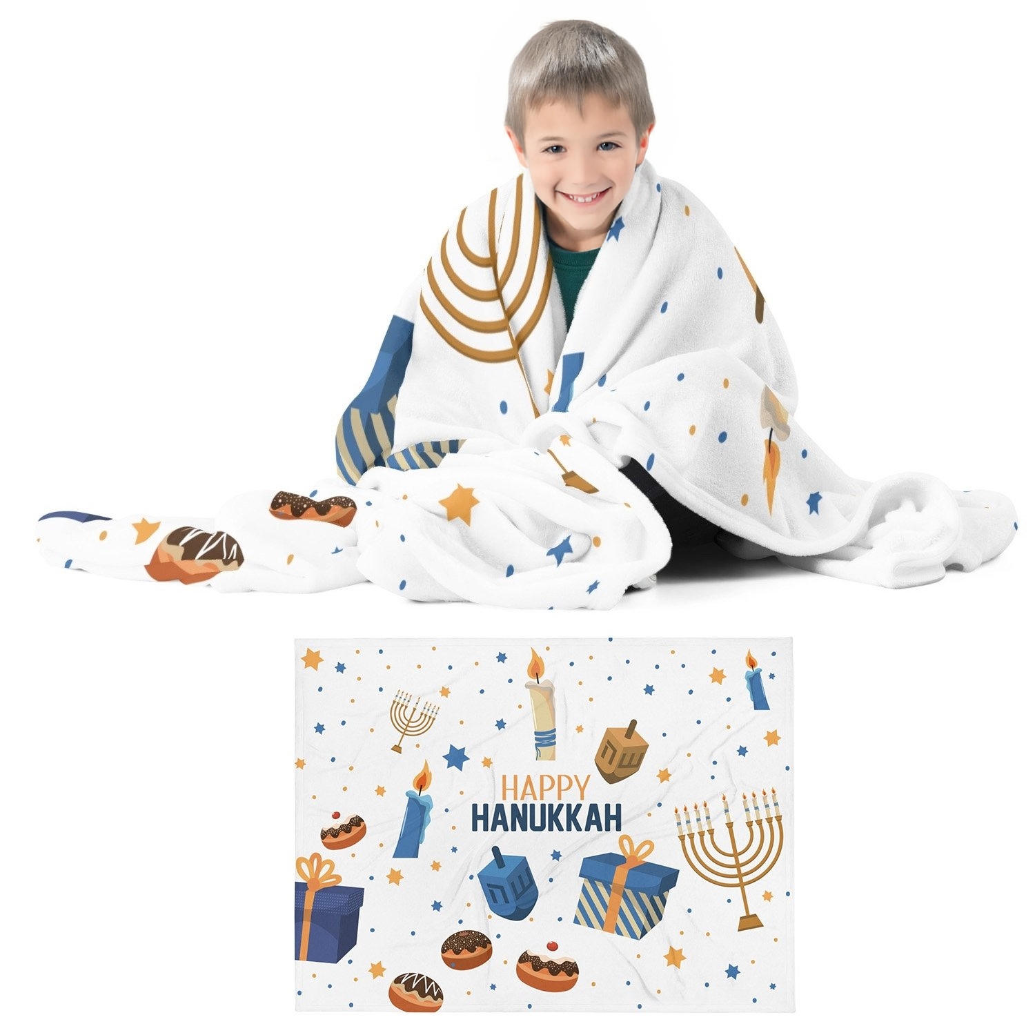 Happy Hanukkah Throw Blanket main product photo