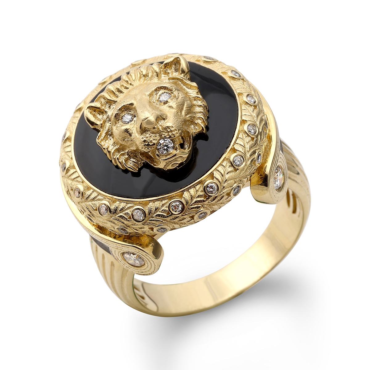 Anbinder 14K Gold Lion of Judah Diamond Men's Ring main product photo